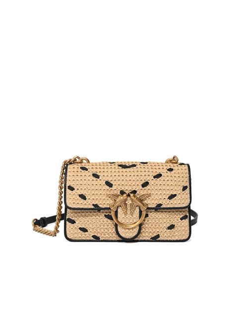 Borsa a mano piccola Mini Love Bag One Light in rafia chevron e pelle PINKO | 104550 A1RLHZ3Q